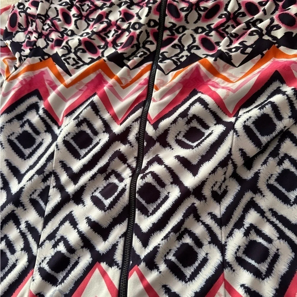 Vince Camuto Navy Geometric Print Dress Size 10
